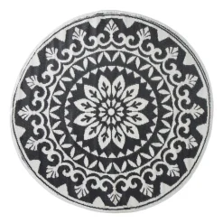 Buitenkleed bloem - zwart - ø150 cm
