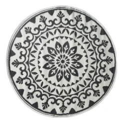 Buitenkleed bloem - zwart - ø150 cm