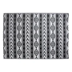 Buitenkleed tribal - zwart - 160x230 cm