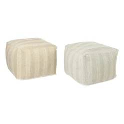 Buitenpoef gestreept - beige/bruin - 35x45x45 cm