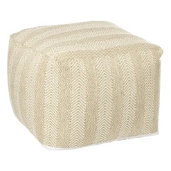 Buitenpoef gestreept - beige/bruin - 35x45x45 cm