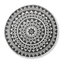 Buitentapijt mandala - zwart/wit - 150 cm