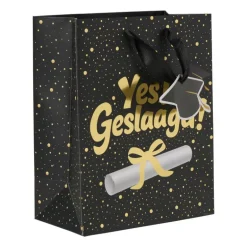 Cadeautas geslaagd - zwart/goudkleurig - 18x10x23 cm