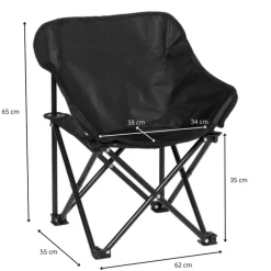 Campingstoel compact - zwart - 65x62x55 cm