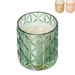 Citronella kaars in geribbeld glas - ø7.2x8 cm - diverse varianten