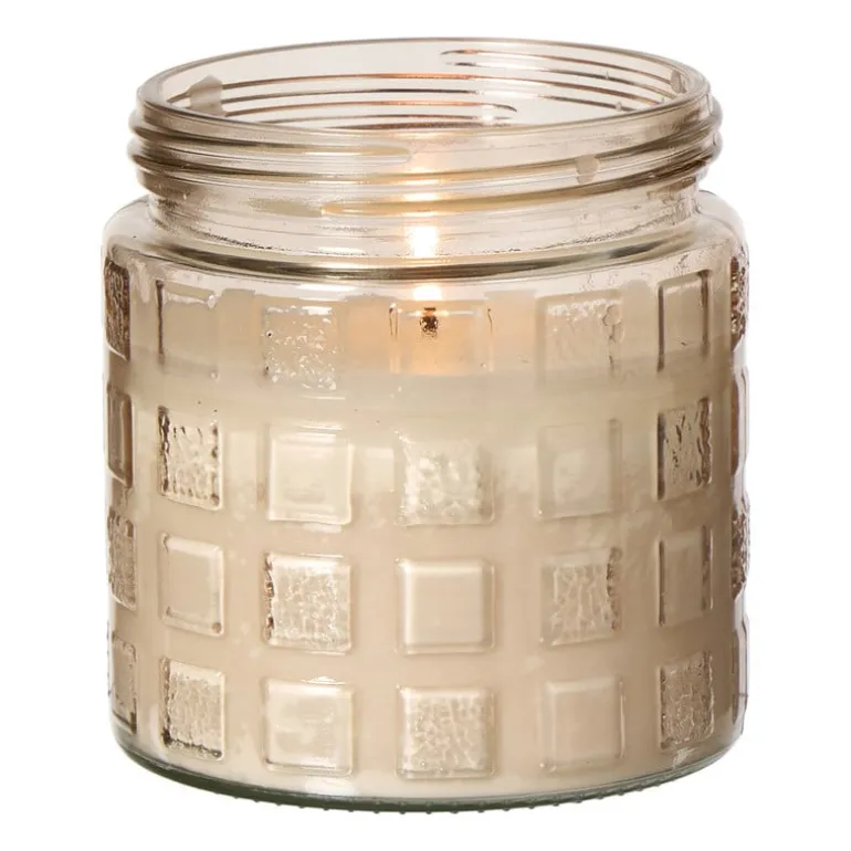 Citronella kaars in glas - blokpatroon - ø11.2x12 cm