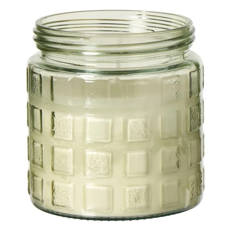 Citronella kaars in glas - blokpatroon - ø11.2x12 cm