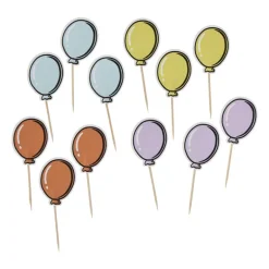 Cocktailprikkers ballon - multikleur - set van 12