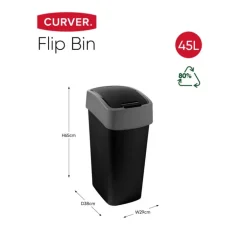 Curver flip bin prullenbak - grijs - 45 liter