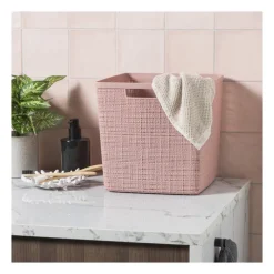 Curver jute opbergmand cube - 17 liter - roze