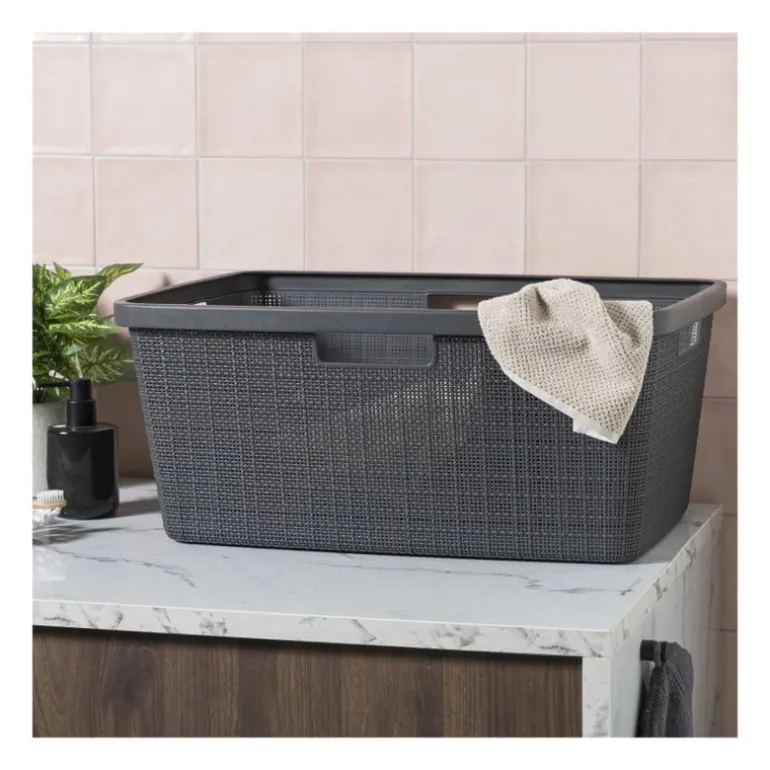 Curver jute wasmand - 46 liter - grijs