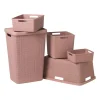 Curver jute wasmand met deksel - 58 liter - roze