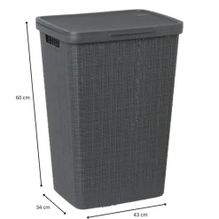 Curver jute wasmand met deksel - 58 liter - grijs