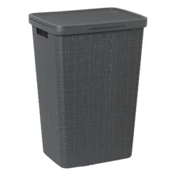 Curver jute wasmand met deksel - 58 liter - grijs