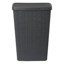 Curver jute wasmand met deksel - 58 liter - grijs