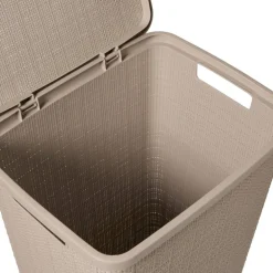 Curver jute wasmand met deksel - 58 liter - bruin