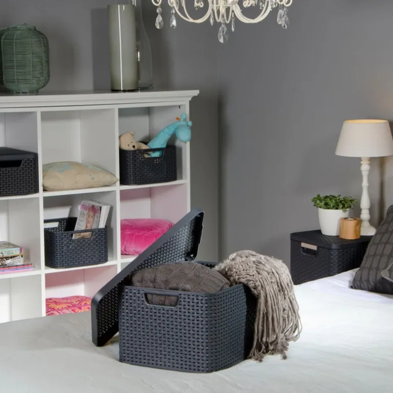 Curver opbergmand met deksel groot - grijs - 33x44.5x24.8 cm