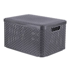 Curver opbergmand met deksel groot - grijs - 33x44.5x24.8 cm