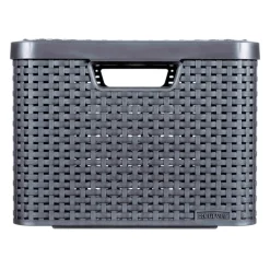 Curver opbergmand met deksel groot - grijs - 33x44.5x24.8 cm