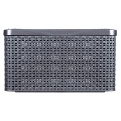 Curver opbergmand met deksel groot - grijs - 33x44.5x24.8 cm