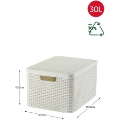 Curver opbergmand met deksel groot - wit - 33x44.5x24.8 cm