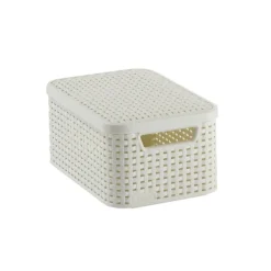Curver opbergmand met deksel klein - wit - 19.8x29x14.2 cm