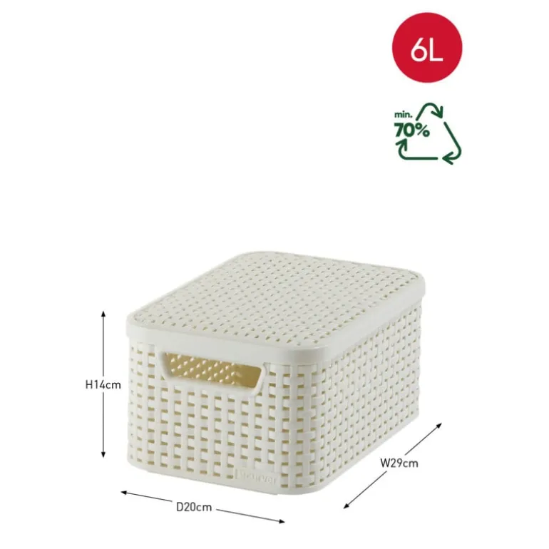 Curver opbergmand met deksel klein - wit - 19.8x29x14.2 cm