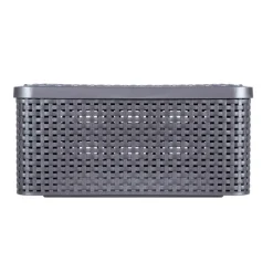 Curver opbergmand met deksel middel - grijs - 28.7x38.6x17 cm