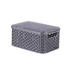 Curver opbergmand met deksel klein - grijs - 19.8x29x14.2 cm