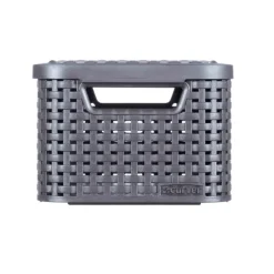 Curver opbergmand met deksel klein - grijs - 19.8x29x14.2 cm