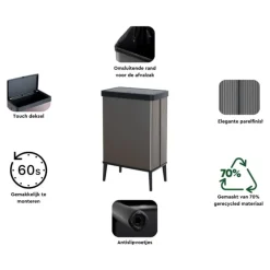 Curver prullenbak Verto - grijs/zwart - 54 liter