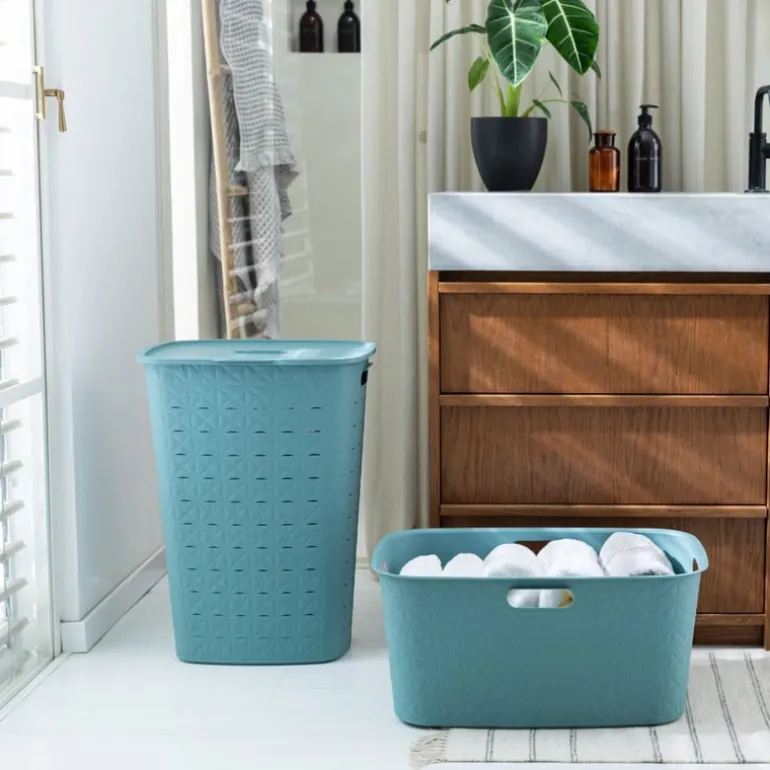 Curver wasmand fresh met deksel - 56 liter - blauw