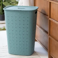 Curver wasmand fresh met deksel - 56 liter - blauw