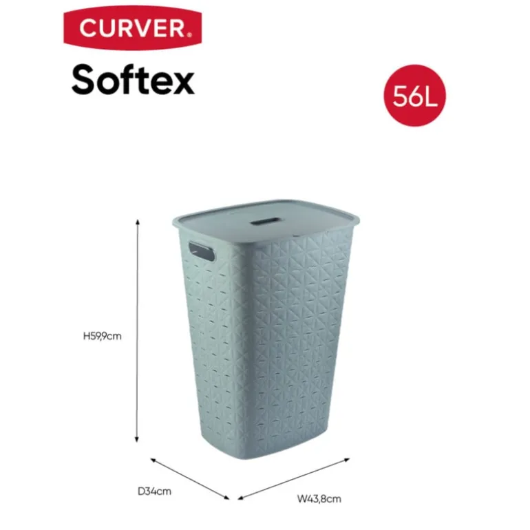 Curver wasmand fresh met deksel - 56 liter - blauw