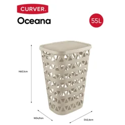 Curver wasmand soft nature met deksel - 55 liter - beige