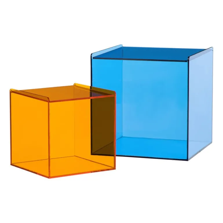 Decoratiebox acryl - oranje/blauw - set van 2