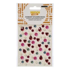 Decoratieve stickers hart & parel - rood