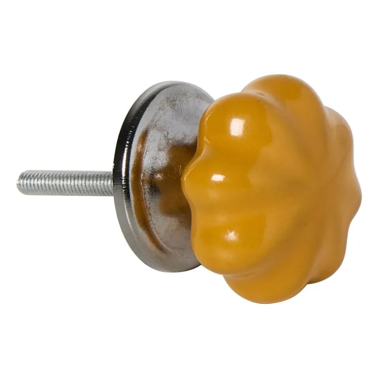 Deurknopje pompoen - geel - ø3.5x5.7 cm