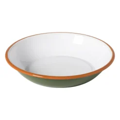 Diep bord emaille - groen/oranje - ø21.5x4 cm