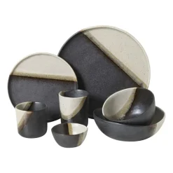 Dinerbord cortado - beige/zwart - ø26.5x2 cm