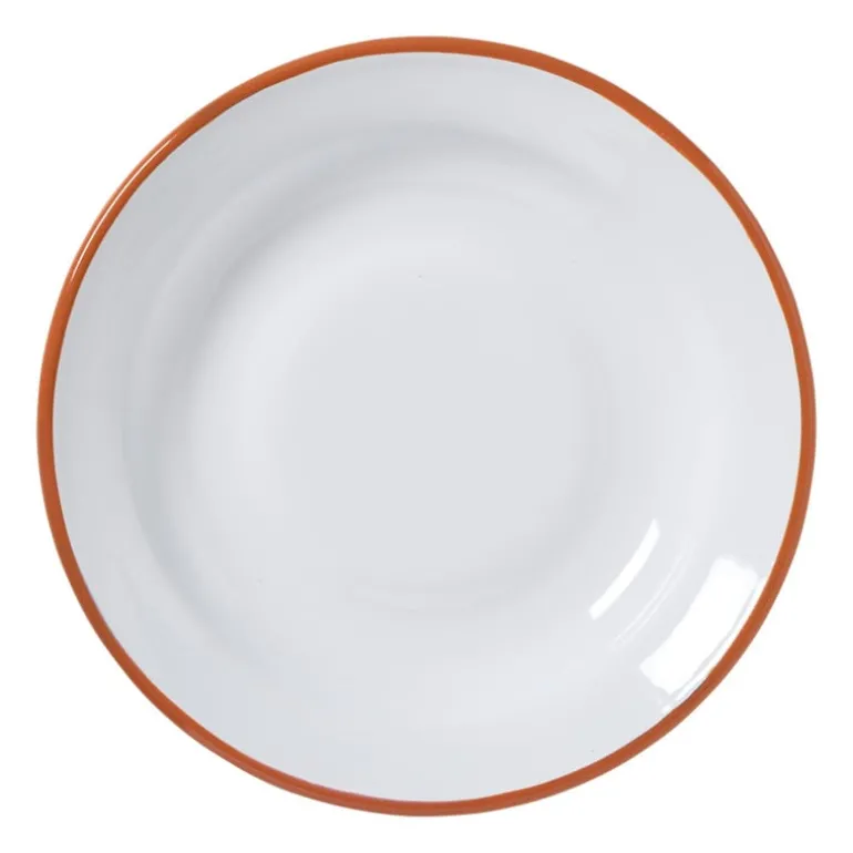Dinerbord emaille - groen/oranje - ø24x3 cm