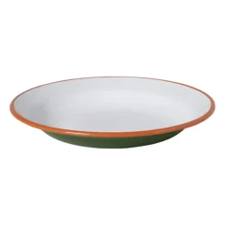 Dinerbord emaille - groen/oranje - ø24x3 cm