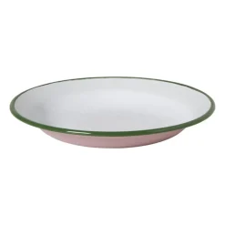 Dinerbord emaille - roze/groen - ø24x3 cm