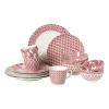 Dinerbord Mirna ruit - rood/wit - ø26.8x2.2 cm