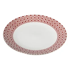 Dinerbord Mirna ruit - rood/wit - ø26.8x2.2 cm