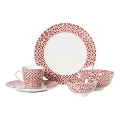 Dinerbord Mirna ruit - rood/wit - ø26.8x2.2 cm