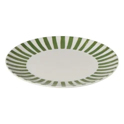Dinerbord streep - groen/wit - ø26.5x2 cm