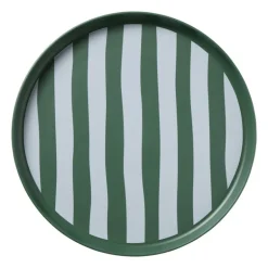 Dinerbord streep - groen/wit - ø26.5x2 cm