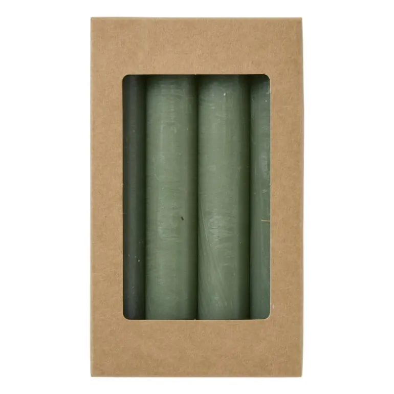 Dinerkaarsjes - set van 4 - groen - ø2.2x14 cm