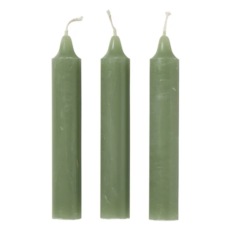 Dinerkaarsjes - set van 4 - groen - ø2.2x14 cm